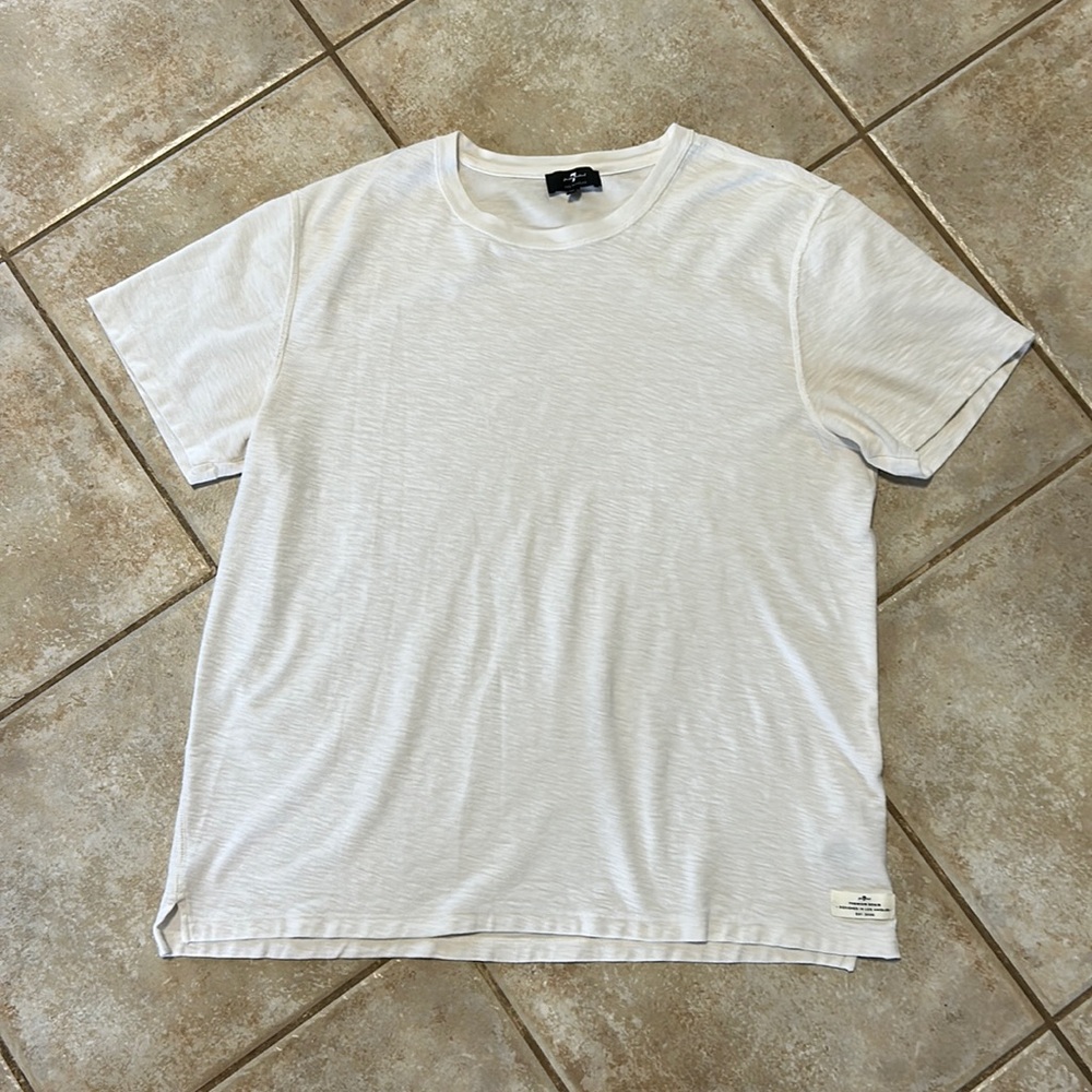 7 For All Mankind Plain White Tee Shirt Men's size L